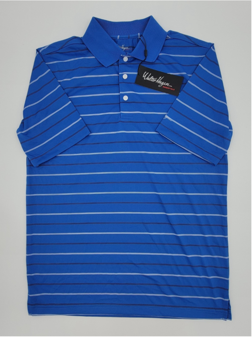 NEW Walter Hagen Essentials Polo Shirt Mens Small Blue Striped Performance NWT